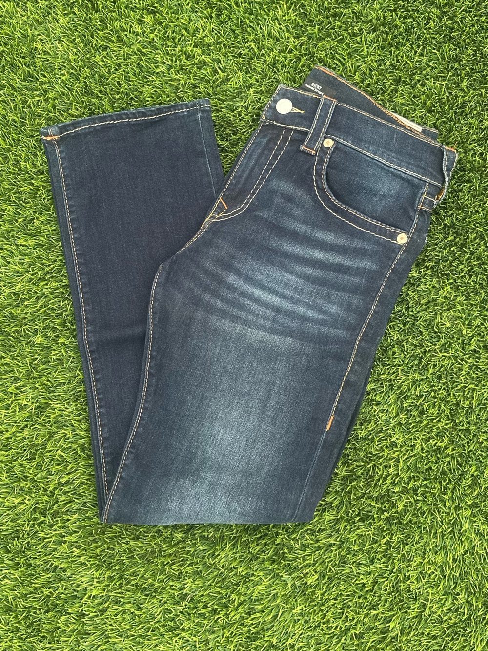 True Religion Ricky Relaxed Straight Jeans 32 Dark Wash